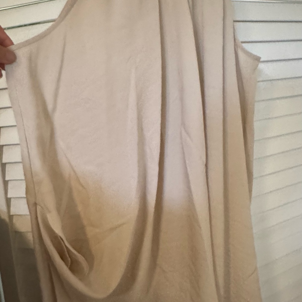 Theory Asymmetrical Cream Sleeveless Blouse